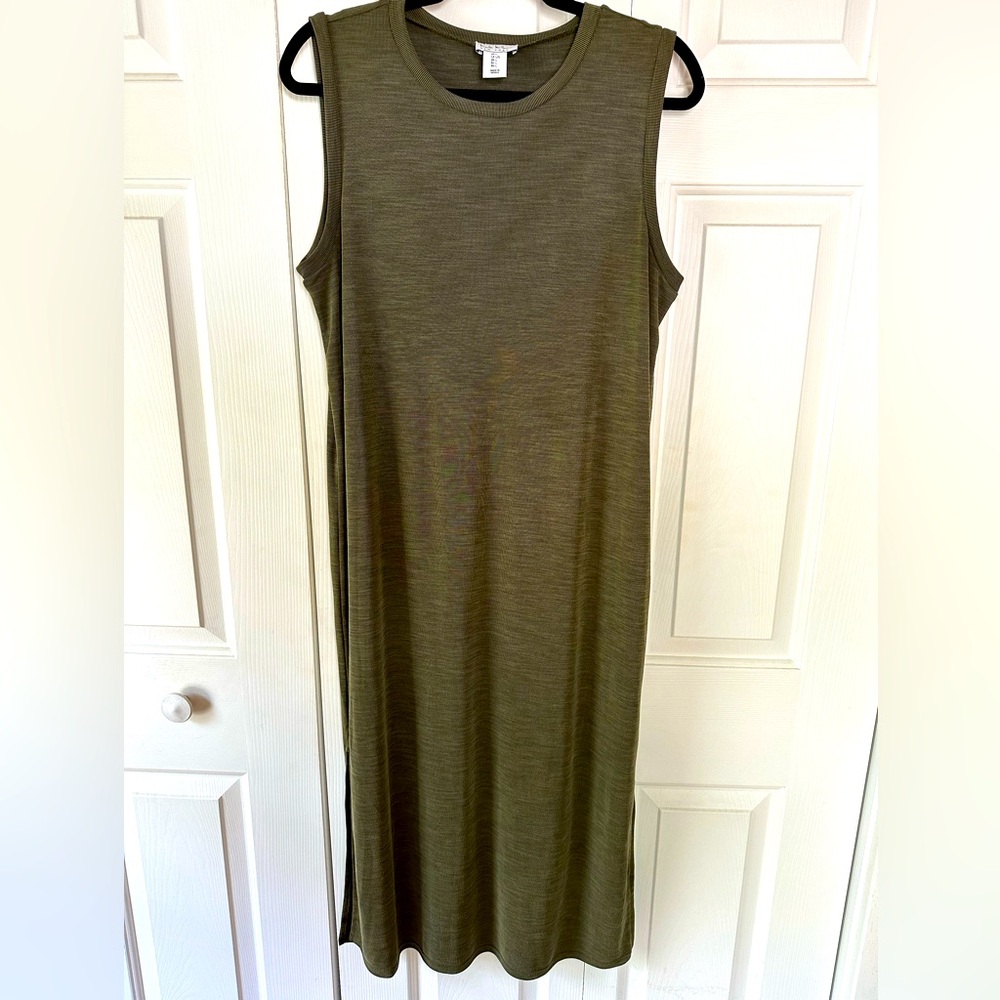 Nicole Miller Olive Green Sleeveless Casual Dress Size Large